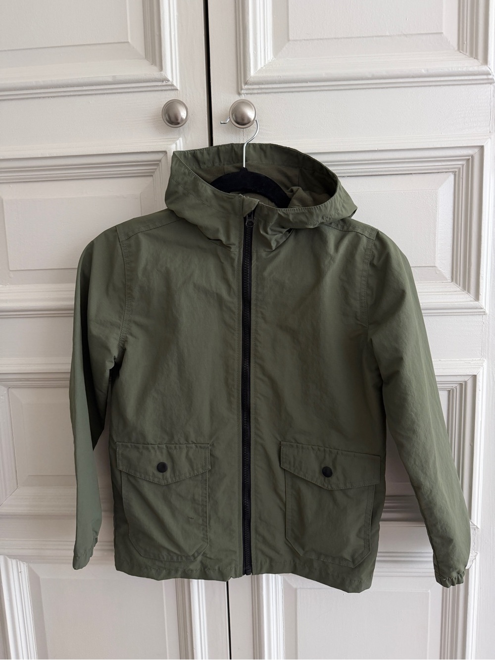 Boys Old Navy Olive Hooded Windbreaker Jacket